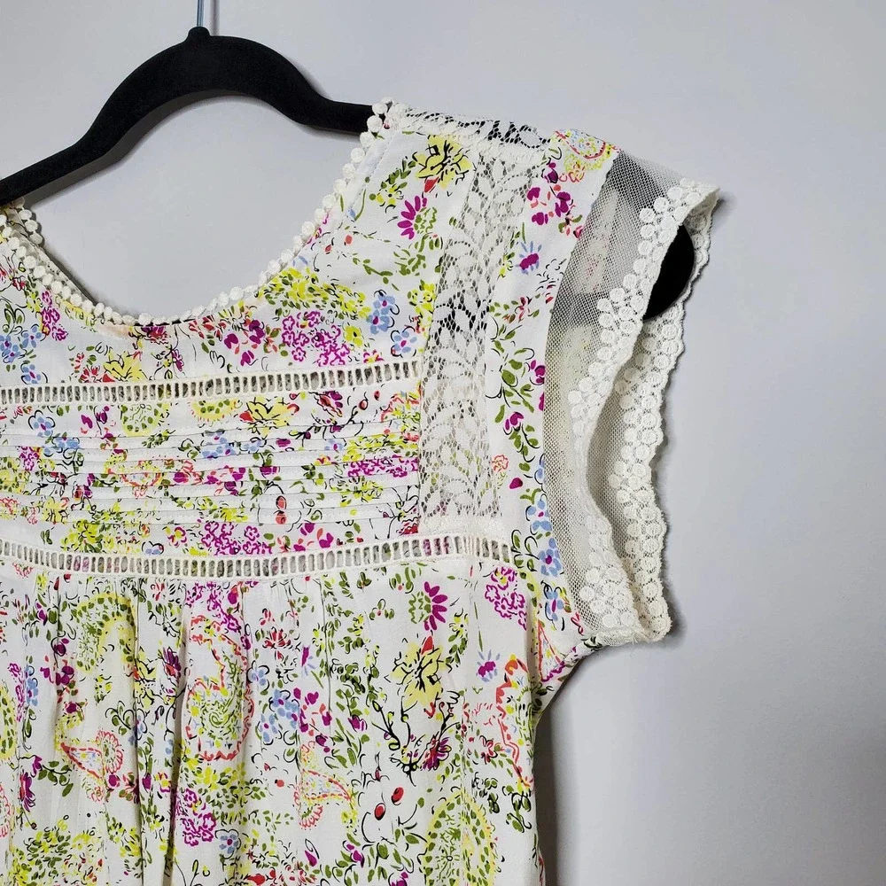 ANTHROPOLOGIE • White Meadow Rue Nellore Floral Lace Blouse Sz XS - Picture 4 of 7